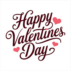Happy Valentine Day Typography  with a Heart Vector Illustration