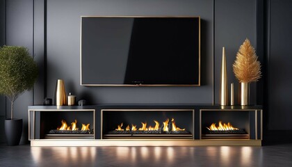 fireplace with burning candles