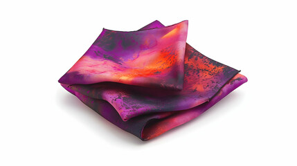 Abstract silk scarf, folded, studio shot, white background, fashion accessory
