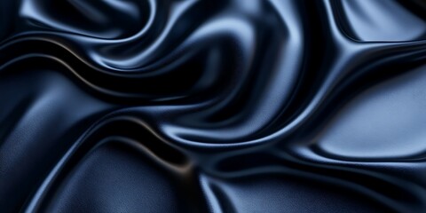 Fototapeta premium Dark blue silk fabric folds, elegant texture background