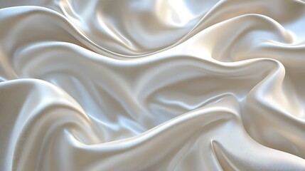 Fototapeta premium Elegant cream silk fabric, draped softly, studio shot, background texture