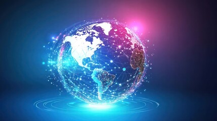 Fototapeta premium Global network connection, digital earth, futuristic technology. (2)