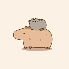 Pusheen cat and Capybara