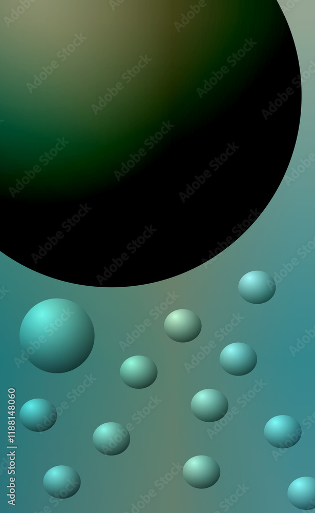 Poster abstract background with gradient waves and circles. modern design template. 3d illustration of slid