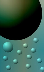 Abstract background with gradient waves and circles. Modern design template.
3D illustration of sliding spheres