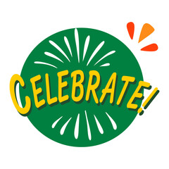 Celebrate typography sticker in flat style 

