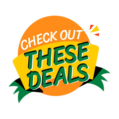 Deals typography sticker in flat style 
