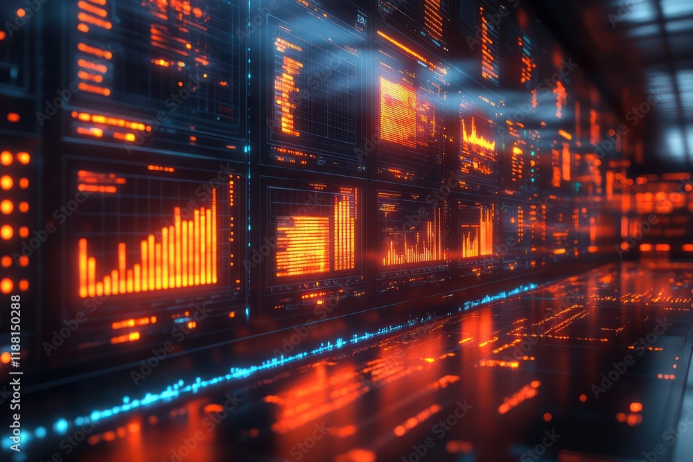 Poster futuristic data center: a visual representation of global network