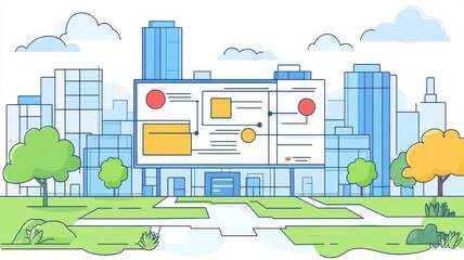 framework flat design front view process-oriented theme cartoon drawing