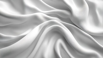 Fototapeta premium White silk fabric texture, soft folds, elegant drape, studio background, design resource