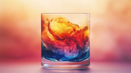 This close-up of a tumbler filled with hot alcohol showcases its vibrant color and steaming allure, capturing the intriguing nature of the drink.
