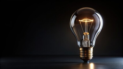 Light bulb engraved with a minimalist design on a black background, black background, ornamental,  black background