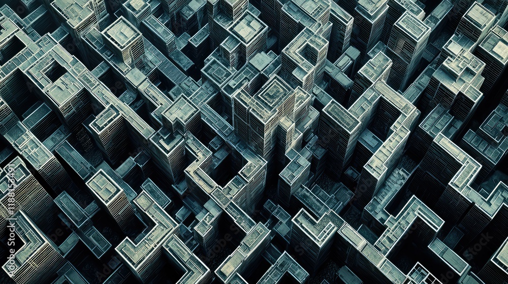 Aufkleber abstract aerial view of urban architecture with complex geometry
