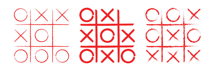 Game tic tac toe icon. Tic tac toe icon sign. Simple thin line flat symbol, Cross and tick kids game in black, O X game symbol. 