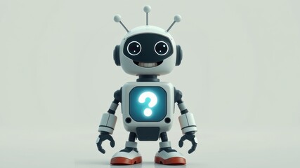 A Friendly Robot With a Question Mark on its Chest, Ready to Help with Inquires and Answers