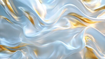 Obraz premium Elegant white and gold fabric, flowing waves, luxury texture, background for design