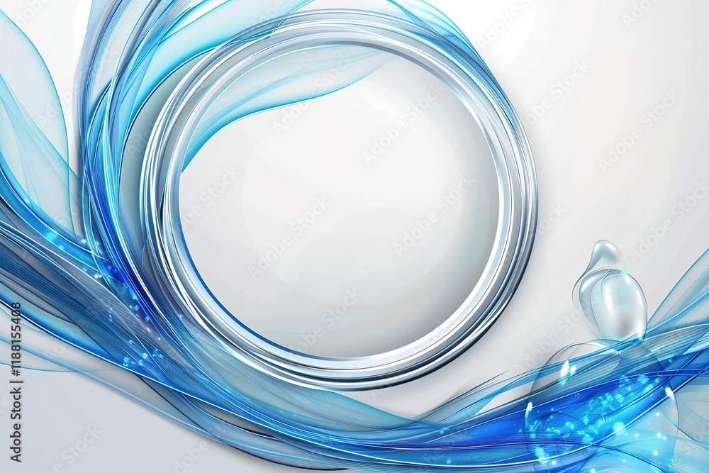 Aufkleber modern conceptual elegant wave blue wave dynamic background design with round banner for design