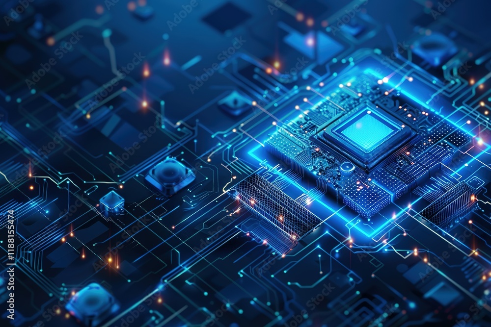 Poster modern conceptual hi tech, mechanical technology cyber security privacy information network concept 