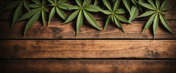 marijuana on the wooden texture background