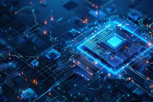 modern conceptual hi tech, mechanical technology cyber security privacy information network concept isometric protection digital network internet link on hi tech blue future background