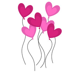 Illustration of Pink Heart Balloons