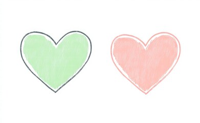 Fototapeta premium Two line art hearts created with a single stroke on a white background, love concept for Valentine's Day