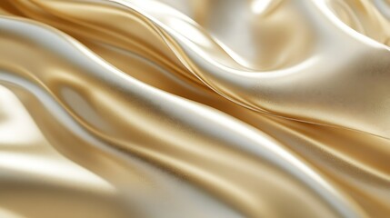 Fototapeta premium Golden silk fabric drapes softly. Luxury textile background for design