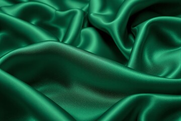 Obraz premium Elegant green silk fabric texture with smooth folds and soft sheen for luxurious background.