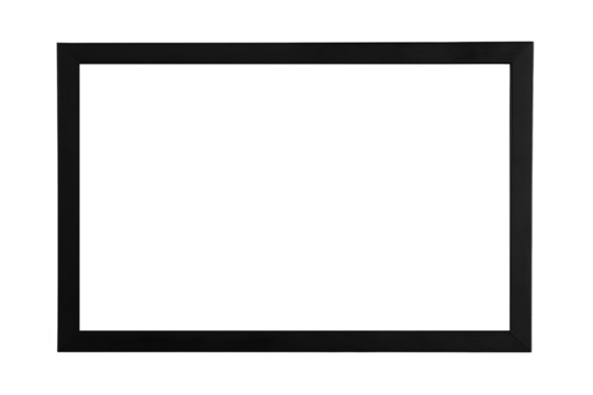 Simple black frame with a thin matte finish, ideal for diplomas, isolated. Isolated on transparent or white background cut out