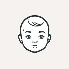 A simple cute baby face vector illustration inside a circle, suitable for child-related designs.