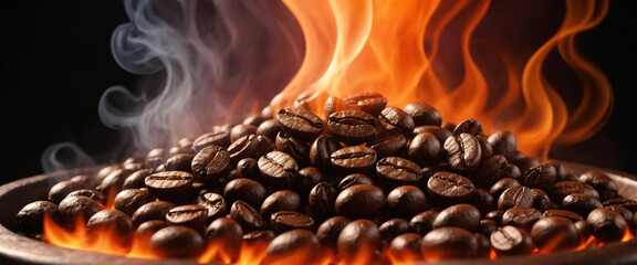 flaming roasted coffee beans