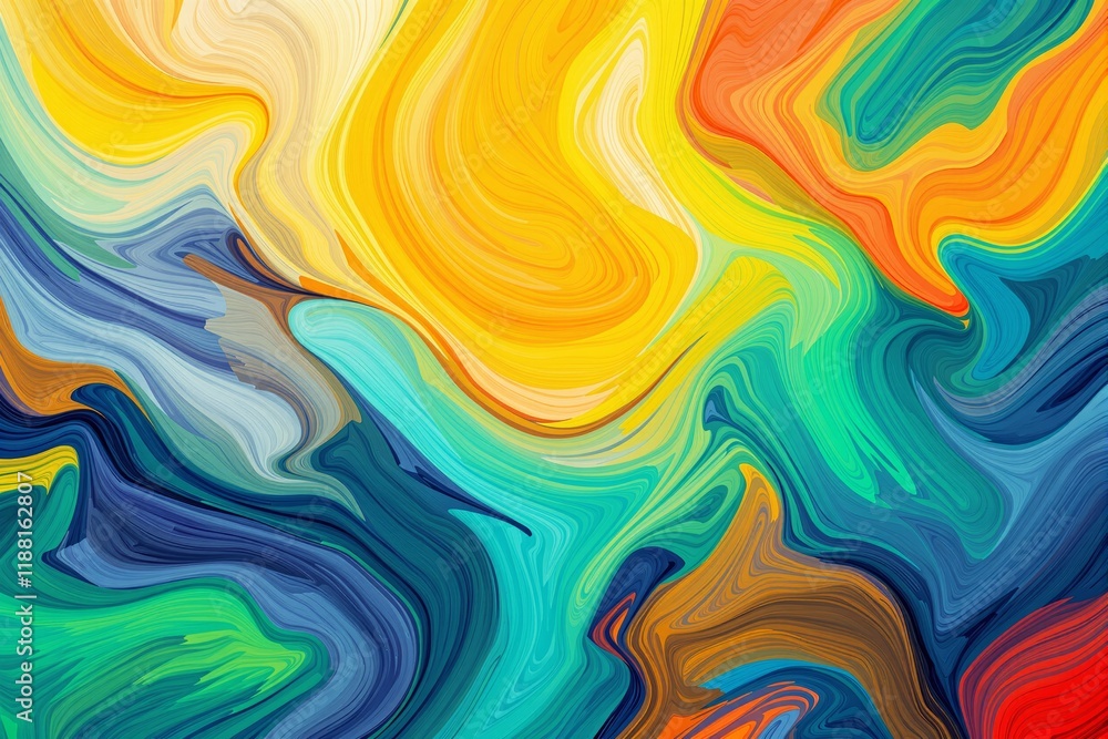 Poster Abstract colorful swirling pattern with vibrant gradient hues on a dynamic background.