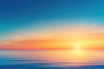 Fototapeta premium Beach sunset with blue and yellow sky gradient. Summer vibes.