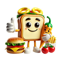 Fototapeta premium Cartoonish 3D Food Character - Transparent Background