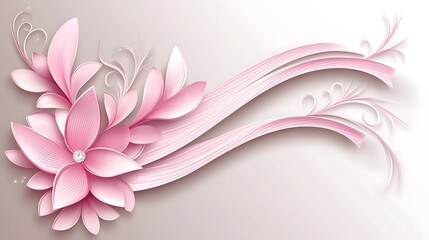 Delicate Pink Floral Design With Elegant Swirls