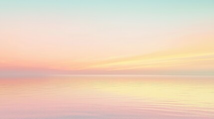 Serene Sunrise Over Calm Water with Soft Pastel Horizon Hues