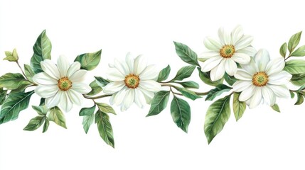 "Line Arrangement of Daisy Flowers on Green Grass"?