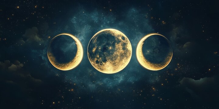 Triple Moon Symbol representing the phases of the moon in Pagan and Wiccan traditions. This Triple Moon Symbol embodies feminine energy and spirituality within these practices.