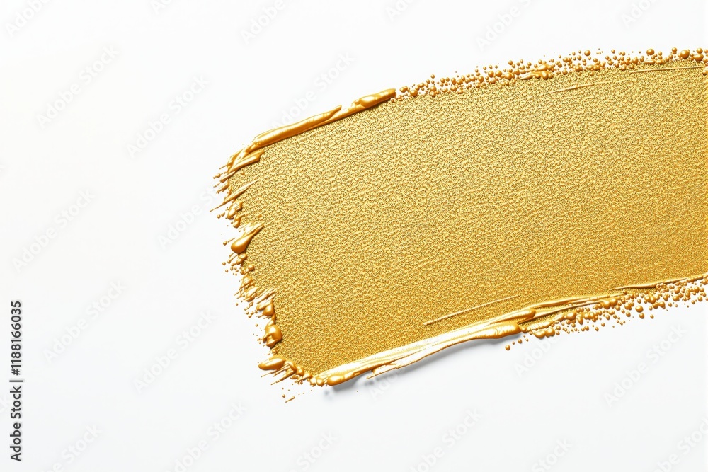 Poster abstract golden paint texture on white background with artistic brush strokes.