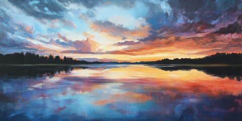 Captivating reflections of the sky adorn the tranquil surface of the lake, showcasing the beauty of nature through the stunning interplay between the sky and the lake.