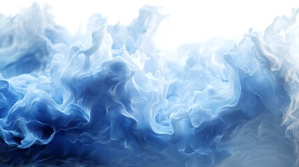 Fototapeta premium Abstract blue ink swirls, fluid motion, white background, artistic design, ideal for website headers