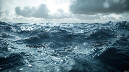 Dramatic Ocean Scene with Turbulent Waves Under a Stormy Sky