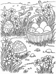 happy easter, easter bunny coloring page. 300dpi printable. vol 1.