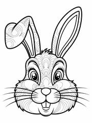 happy easter, easter bunny coloring page. 300dpi printable. vol 1.