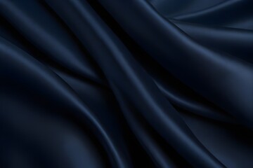Fototapeta premium Navy blue elegant abstract background. Silk satin fabric with nice folds. Beautiful dark blue background with wavy lines. Copy space.Generative AI