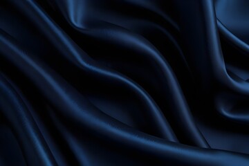 Fototapeta premium Navy blue elegant abstract background. Silk satin fabric with nice folds. Beautiful dark blue background with wavy lines. Copy space.Generative AI