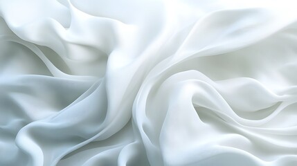 Fototapeta premium Soft white fabric drapes, elegant texture, background blur, design element