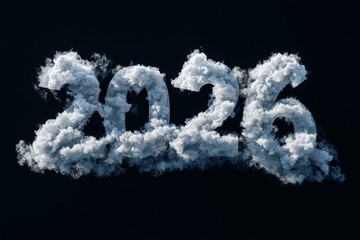 2026 cloud numbers on dark sky background
