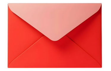 A vibrant red envelope with a soft pink inner flap, ready to hold secrets and convey heartfelt messages. A simple yet elegant design., cut out,transparent background
