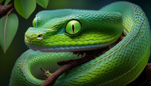 green snake on a branch
